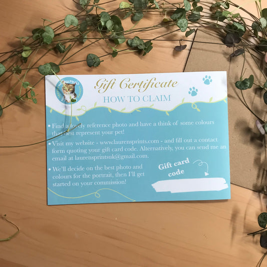 *Gift Card* - Custom Miniature Pet Portrait